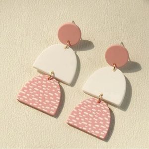 Cute, pink & white drop earrings